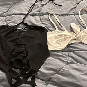 Black and White Halter Tops